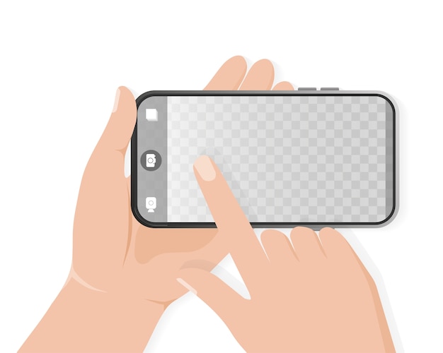 スマートフォンで描いた手の写真 携帯電話 スマートフォンアイコンイラスト フォトフレーム 電話のアイコン カメラフレーム プレミアムベクター