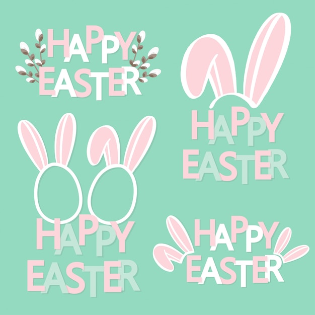 Download Hand sketched happy easter text with bunny ears. | Premium ...