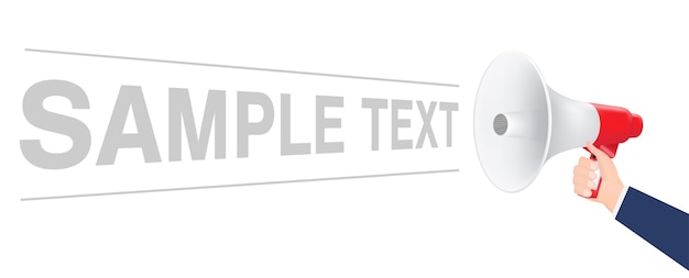 Hand using megaphone with sample text Premium Vector