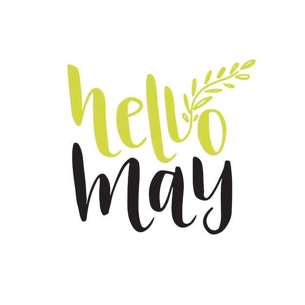 Premium Vector | Hand vector lettering. hello may. vector social media ...