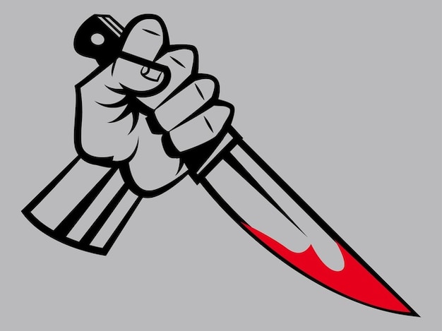 Hand with blood stained knife Vector | Free Download