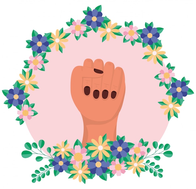 Download Hand with flowers and leaves of women empowerment vector ...