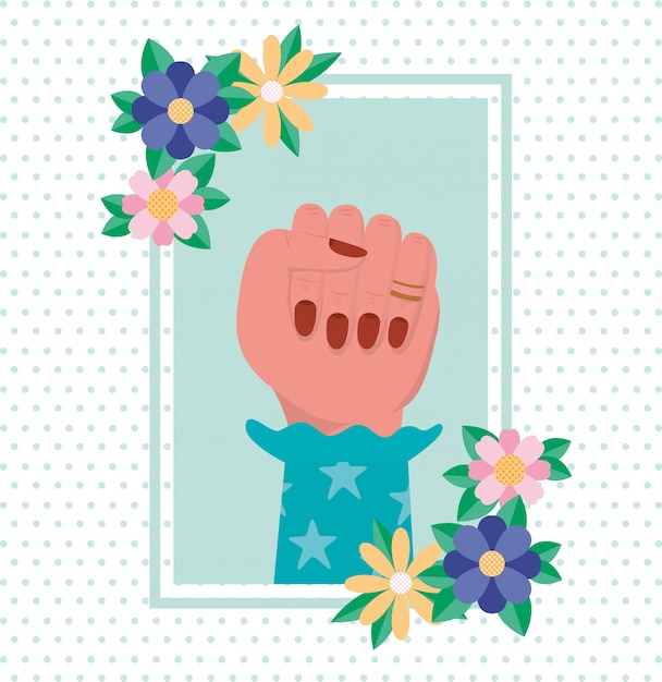 Premium Vector | Hand with flowers and leaves of women empowerment vector