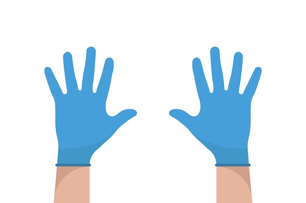 Premium Vector | Hand with gloves. latex gloves vector. precaution icon. medical equipment flat design. health care.