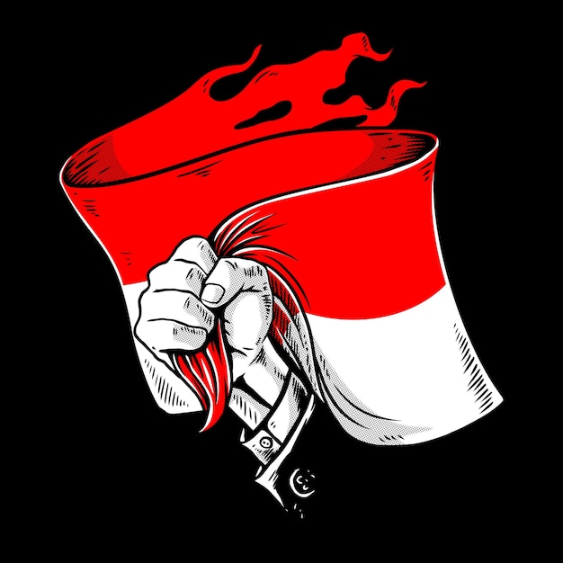 Premium Vector Hand With Indonesian Flag