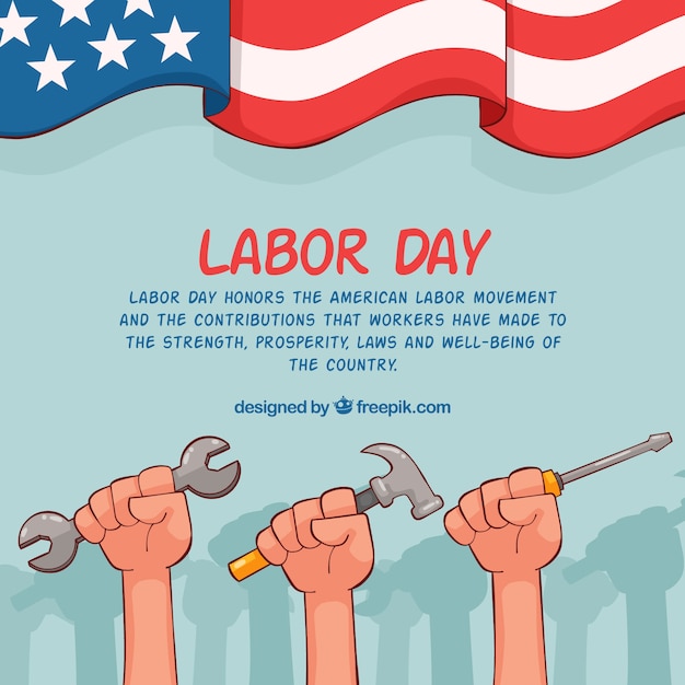 Hand with tools labor day background
