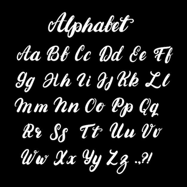 手書きの小文字と大文字の書道のアルファベット プレミアムベクター
