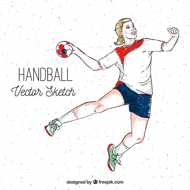 Handball Player With Sketchy Style Free Vector