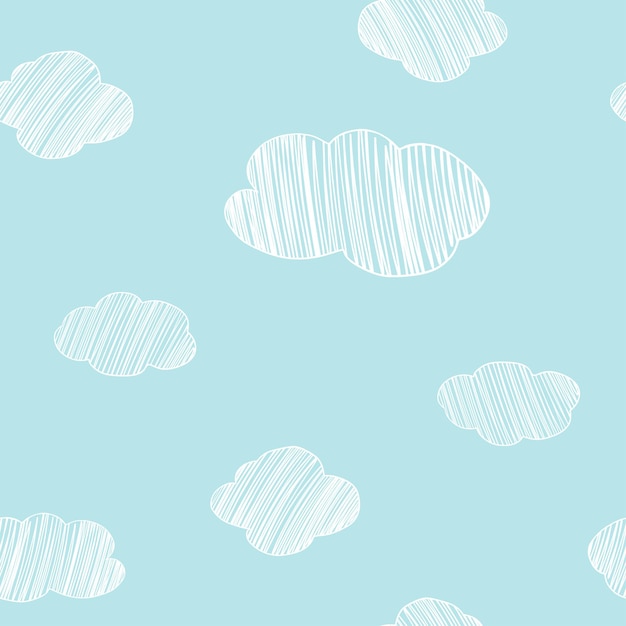 Premium Vector | Handdrawn seamless pattern with clouds