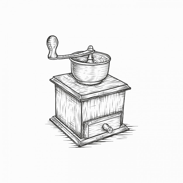 Download Handdrawn vintage coffee grinder | Premium Vector