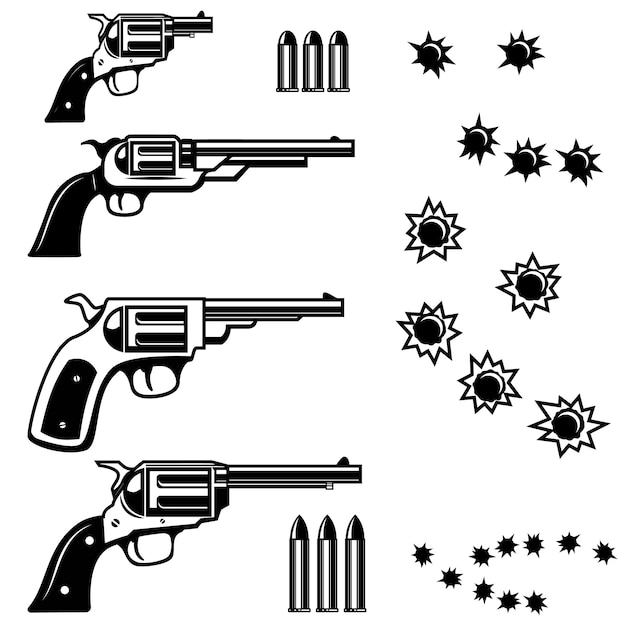 Download Free Handguns Illustration On White Background Bullet Holes Use our free logo maker to create a logo and build your brand. Put your logo on business cards, promotional products, or your website for brand visibility.