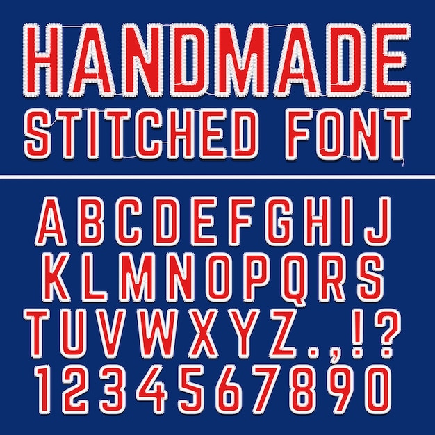 Handmade Embroidered Vector Font Alphabet Stitched Letters For