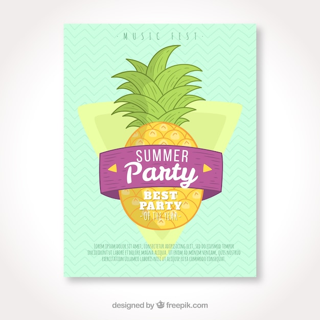 Free Vector Handmade Pineapple Summer Party Brochure