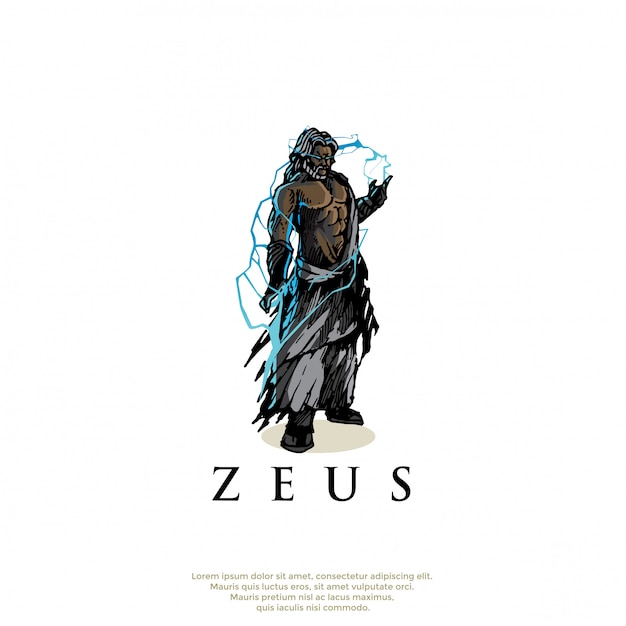 Premium Vector | Handrawn greek god zeus logo