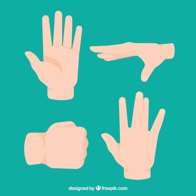 Hands collection with different poses in flat syle Free Vector Hands collection with different poses in flat syle Free Vector