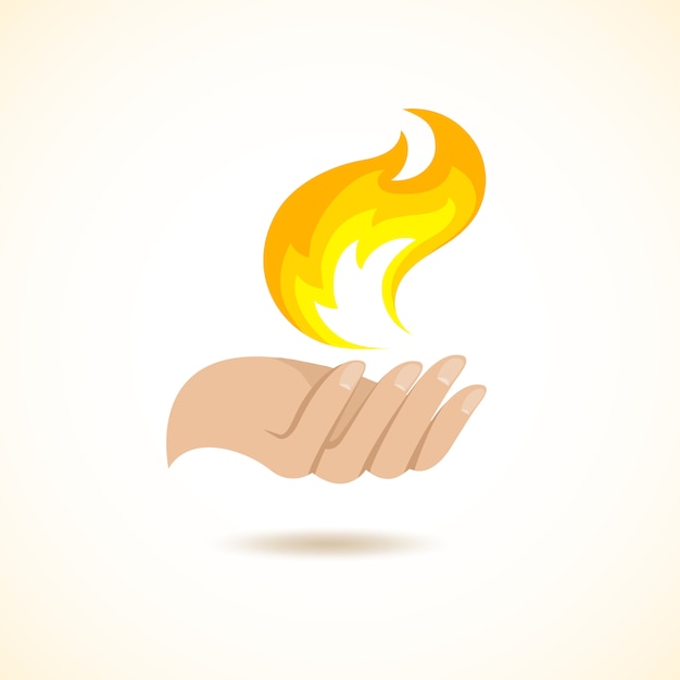 Hands hold fire illustration Free Vector