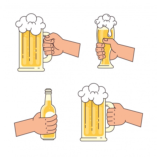 Premium Vector Hands Holding Beers On White Background 1955