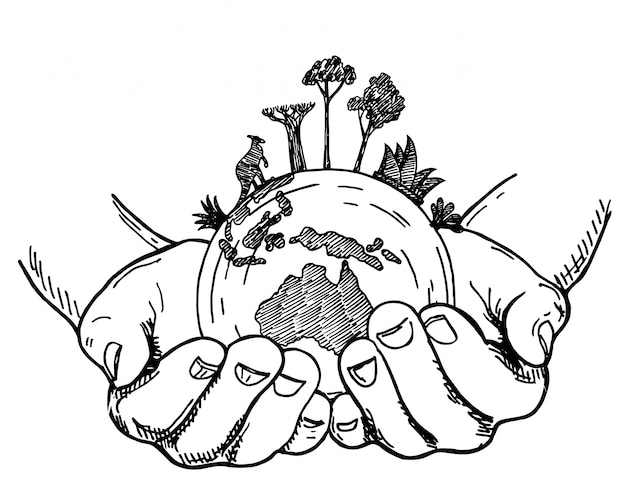 premium vector hands holding earth globe earth in human hands on a white ba...
