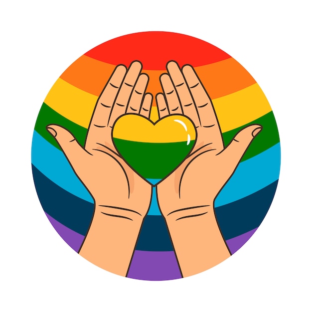 Premium Vector | Hands and rainbow heart