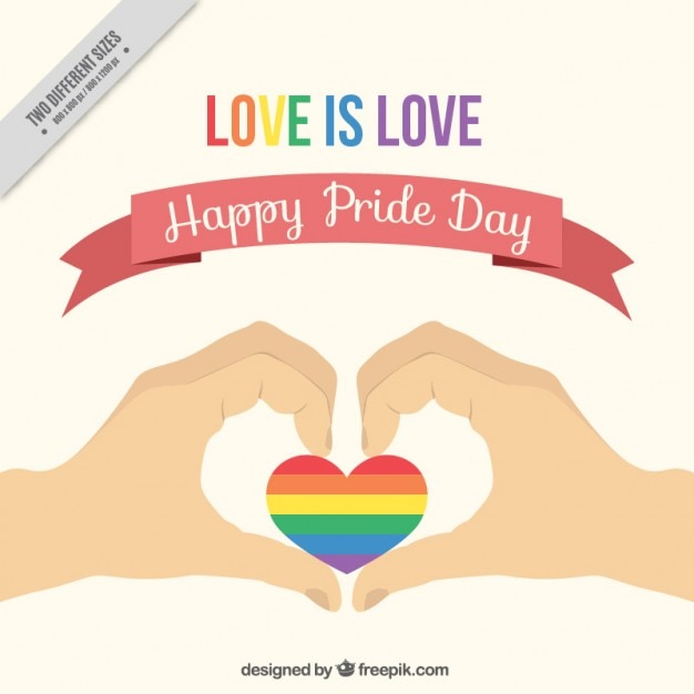 Hands with a colorful heart pride day background Vector ...