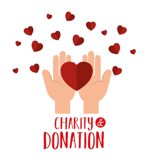 Free Vector | Hands with hearts for charity donation