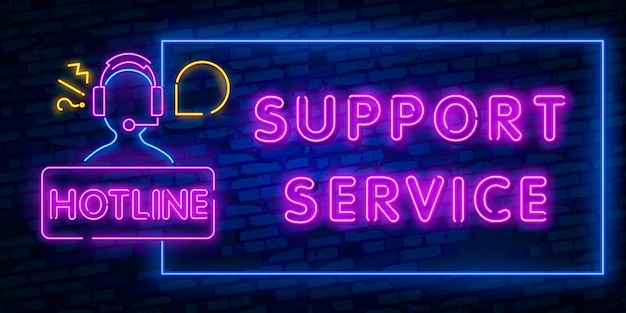 Handset neon light icon. incoming call. hotline. telephone support. glowing sign. Premium Vector