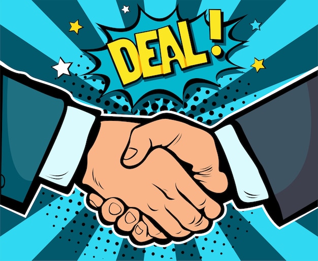Handshake business deal contract Premium Vector