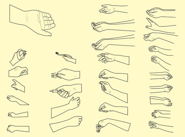Handshake fingers positions vector pack
