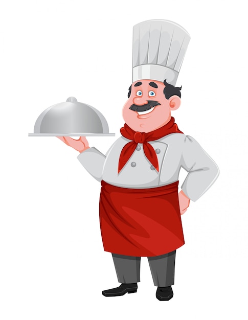 Premium Vector | Handsome chef cartoon character. cheerful cook