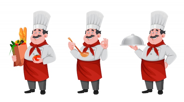 Premium Vector | Handsome Chef Cartoon Character. Cheerful Cook