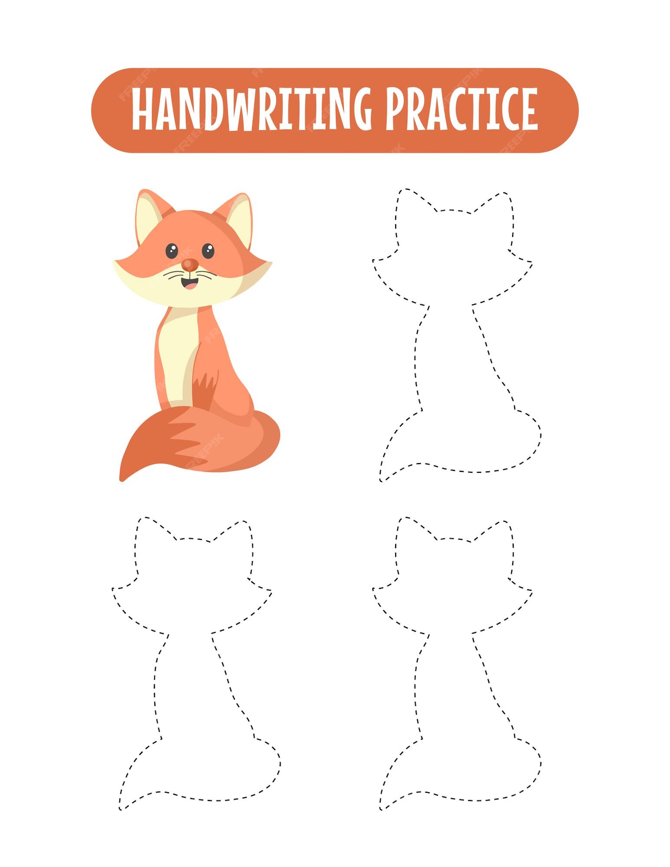 Premium Vector | Handwriting practice tracing lines of fox educational ...