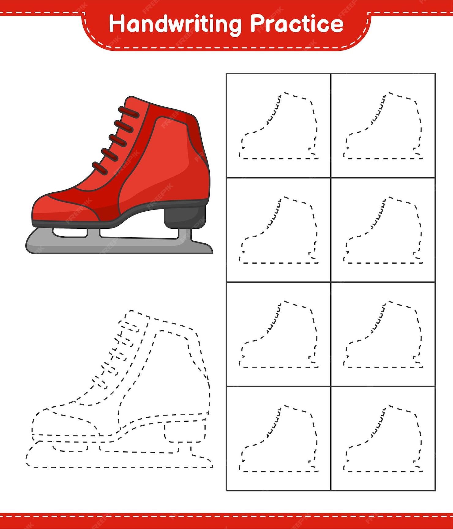 Premium Vector Handwriting practice tracing lines of ice skates
