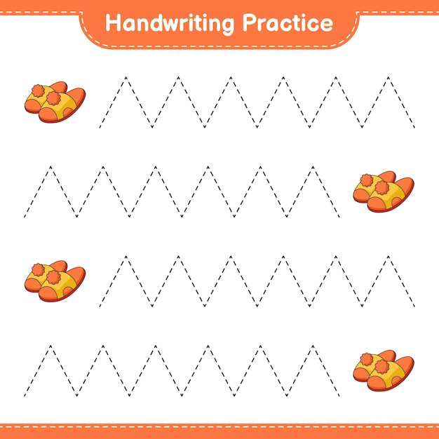 Premium Vector | Handwriting practice tracing lines of slippers ...