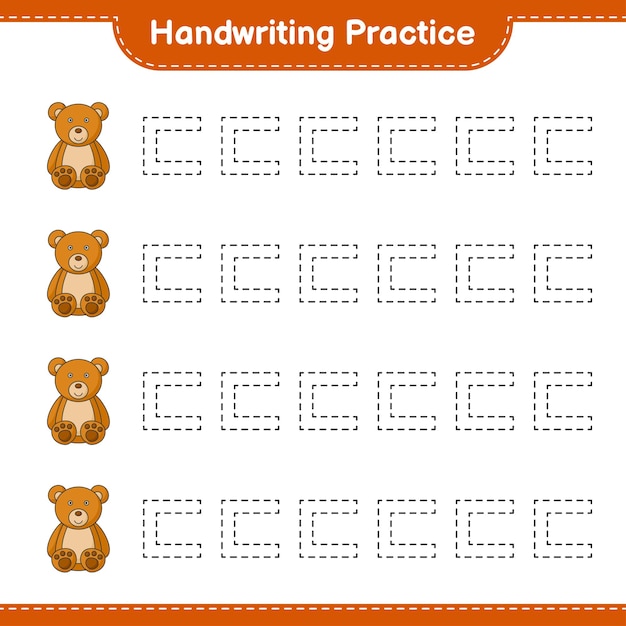 Premium Vector | Handwriting Practice. Tracing Lines Of Teddy Bear ...