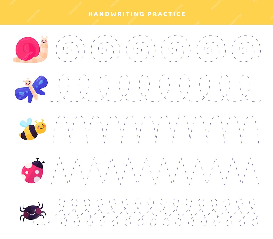 Free Vector | Handwriting practice with cute insects