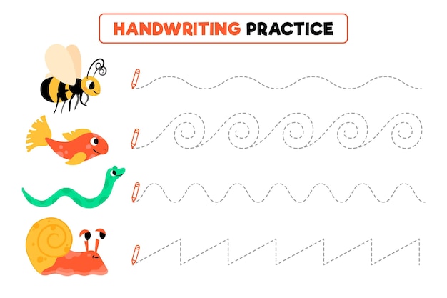 Free Vector | Handwriting practice with different animals