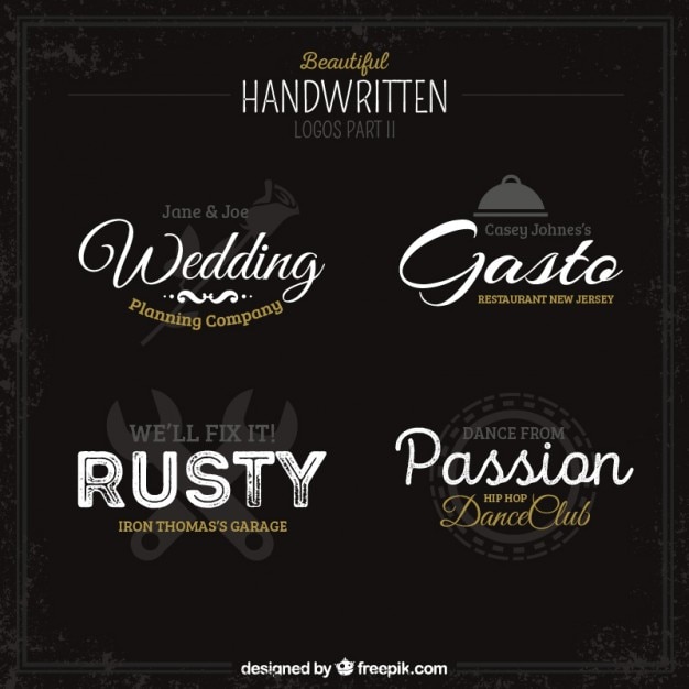 Free Vector | Handwritten logos collection