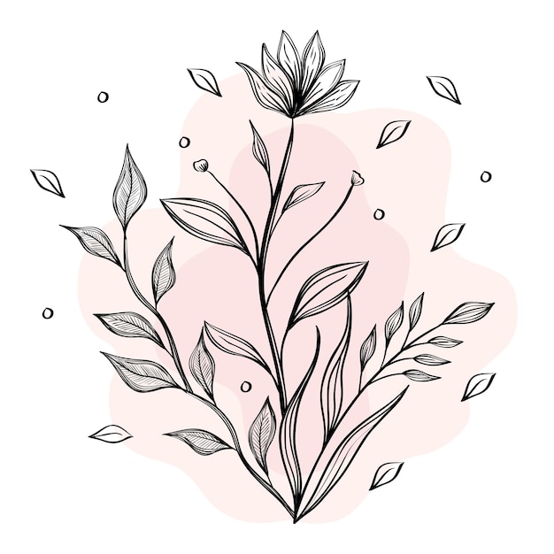 Premium Vector | Handwritteng flowers and leaves
