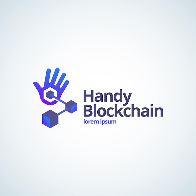 Premium Vector Handy Blockchain Technology Abstract Vector Sign Symbol Or Logo Template