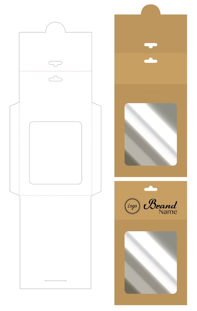 Hang envelope die cut mock up template vector Premium Vector
