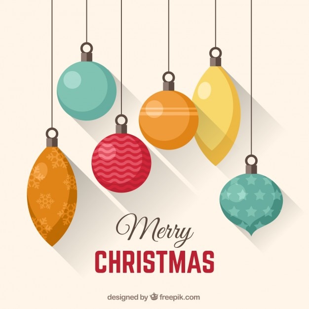 Download Hanging christmas baubles card Vector | Free Download