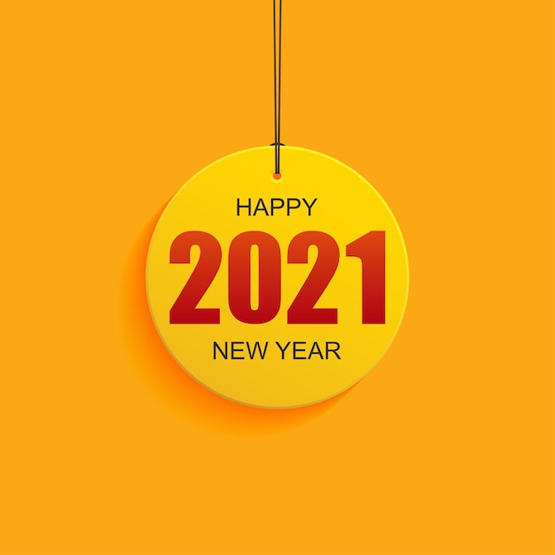 黄色の背景に新年あけましておめでとうございます21タグをぶら下げます プレミアムベクター 黄色の背景に新年あけましておめでとうございます21タグをぶら下げます プレミアムベクター