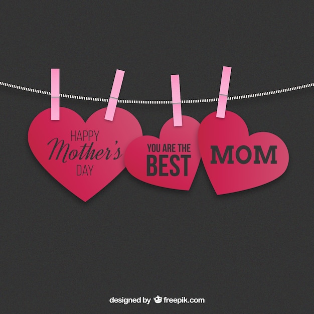 Free Vector | Hanging hearts mothers day card