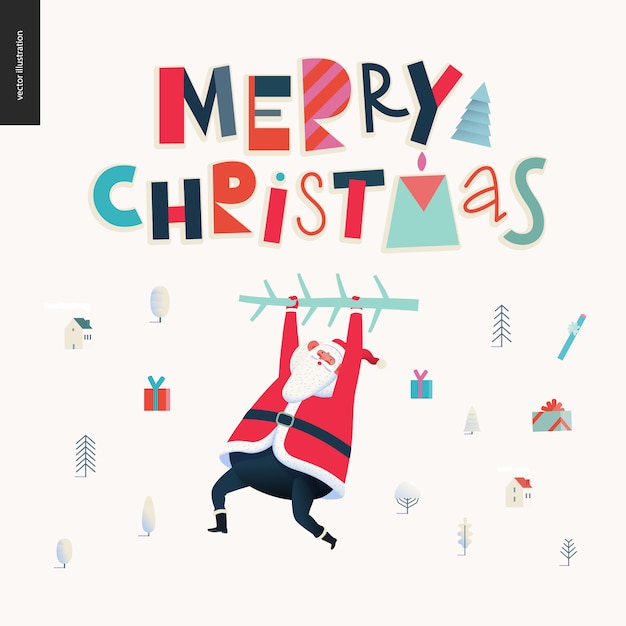 Premium Vector | Hanging santa claus - merry christmas and happy new ...