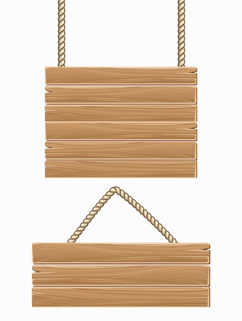 ベクトルの木製のブランクの看板を吊るす プレミアムベクター