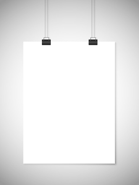 Premium Vector | Hanging white paper on gray