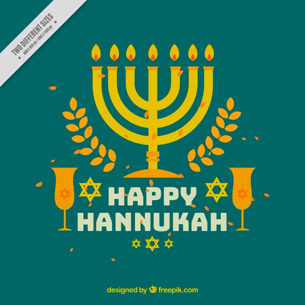 Hanukkah background with glasses and\
candelabra