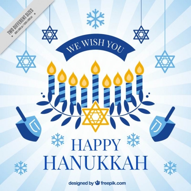Hanukkah background with snowflakes and\
stars