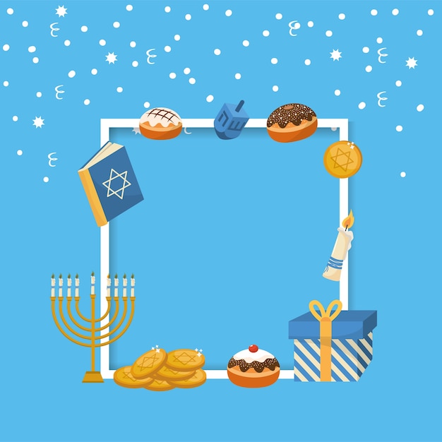 Premium Vector | Hanukkah Frame Decoration To Traditional Celebration