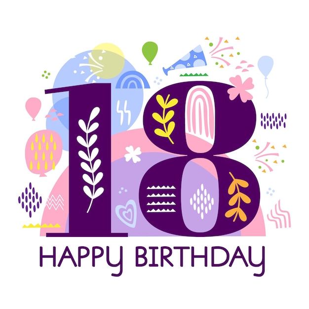 Download Free Vector | Happy 18th birthday background theme